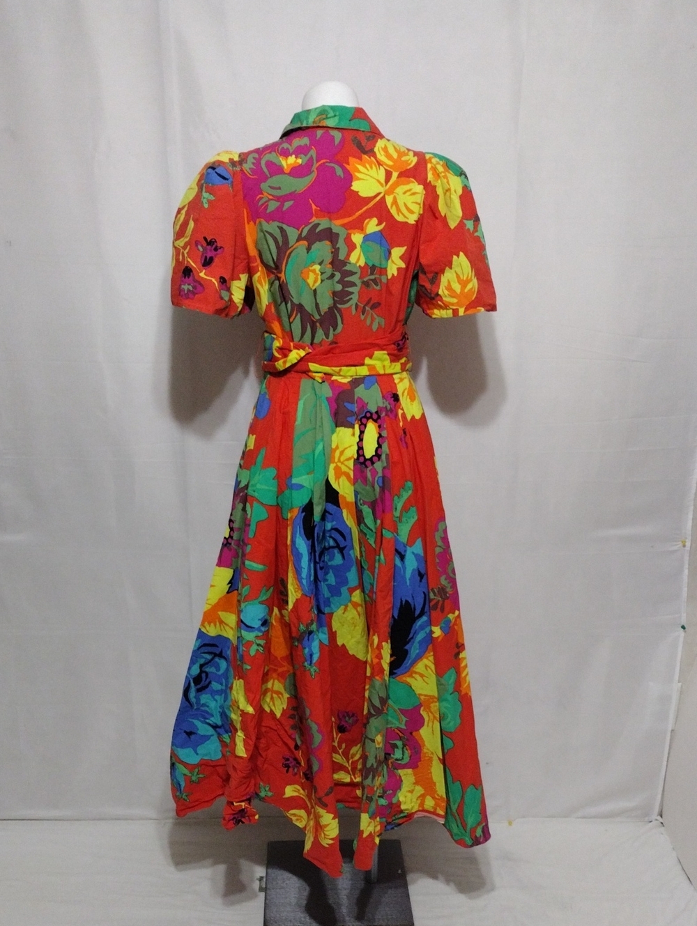 Christopher John Rogers Floral Puff Sleeve Belted Cotton Poplin Maxi Dress US 8 - Picture 12 of 16